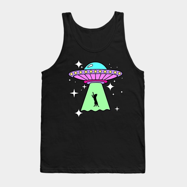 CAT UFO Alien Abduction Funny Cat Tank Top by artbooming